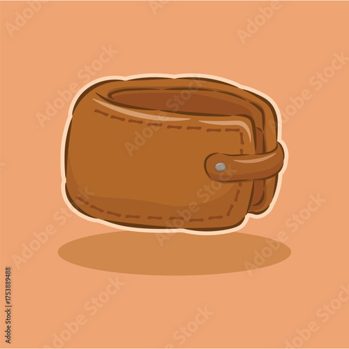Brown wallet illustration cute vector in cartoon style