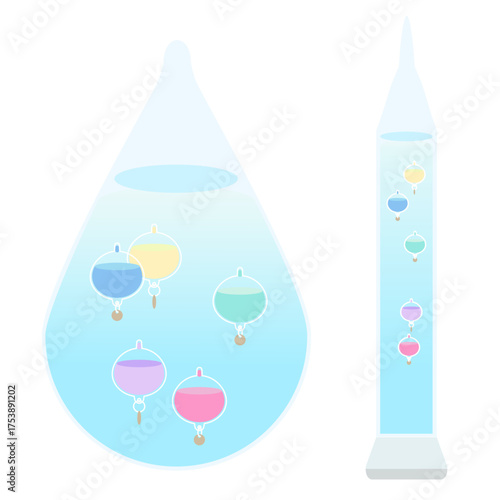 ガリレオ温度計のイラストセット　ベクター素材