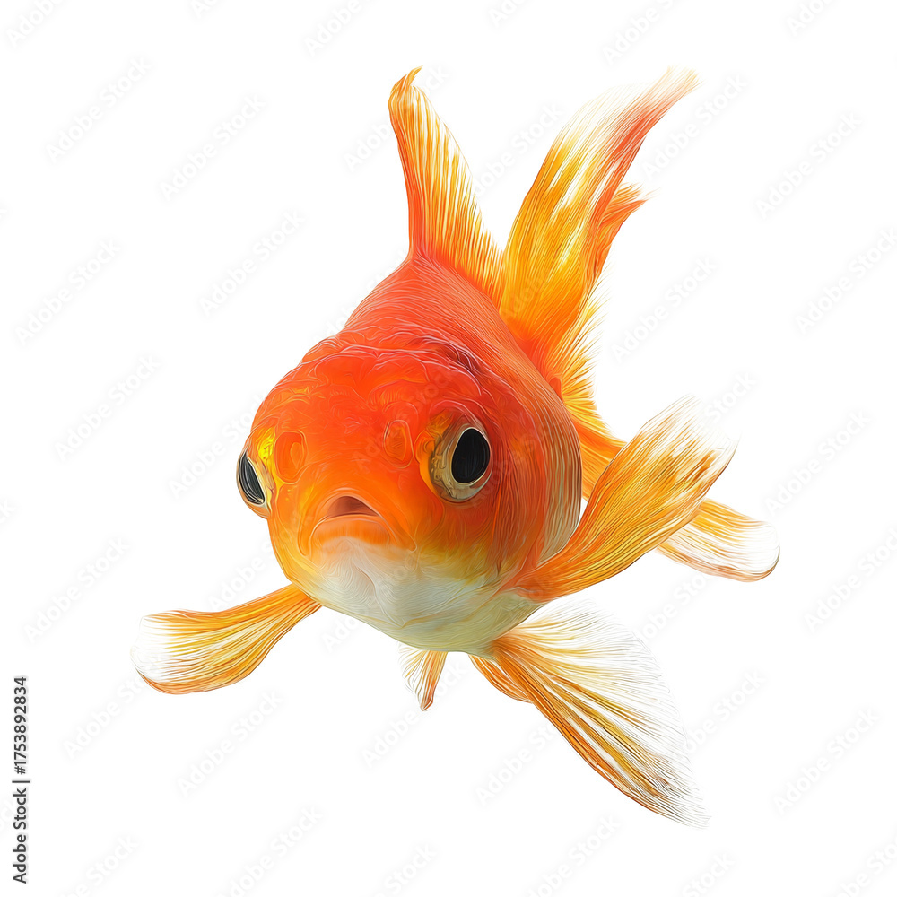 Fototapeta premium orange goldfish on transparent background, illustration