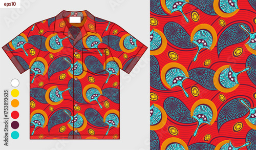 Mockup shirt featuring African floral and paisley 19