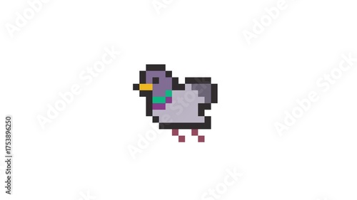 8-bit pixel art pigeon fly. looped animation 4k 30fps