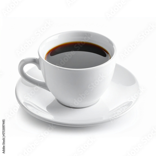 cup of black coffee on white background