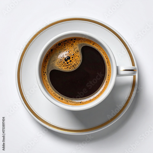 cup of black coffee on white background