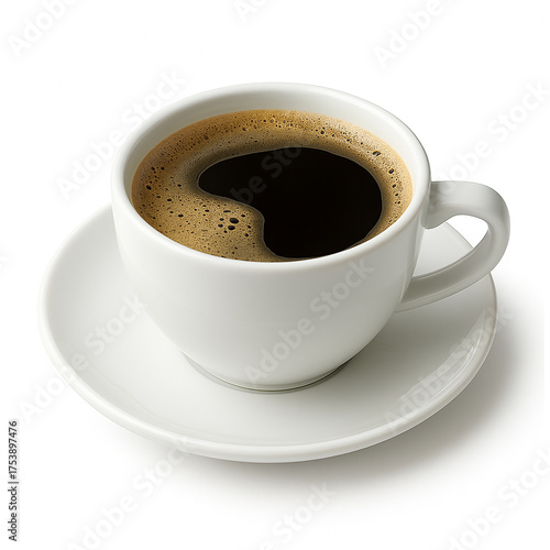 cup of black coffee on white background