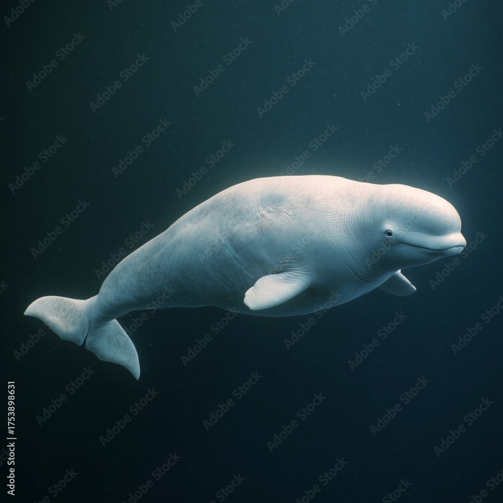 Naklejka premium High-resolution realistic illustration of a Beluga whale isolated on a white background