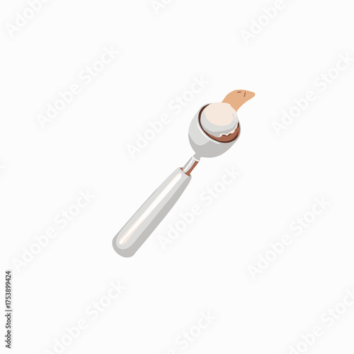 Cosmetic concealer applicator with beige makeup on a white background for beauty product