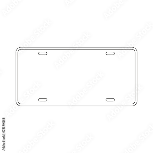 Isolated blank license plate template for customization and design mockups on white