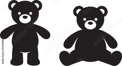 Teddy Bears Silhouette: Two charming silhouettes of teddy bears are posed against a clean backdrop, radiating a sense of simplicity and elegance.