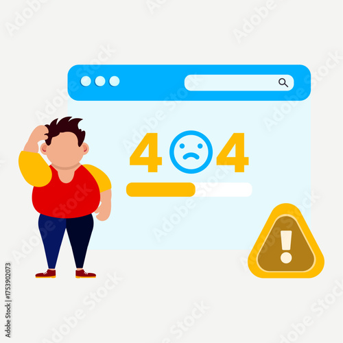404 Error Page Illustration – Website Not Found and Loading Error Concept