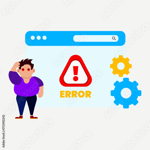 404 Error Page Illustration – Website Not Found and Loading Error Concept