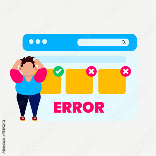 404 Error Page Illustration – Website Not Found and Loading Error Concept
