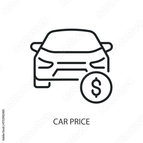 Car price thin line vector icons.