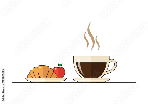 Minimalist Coffee and Breakfast Illustration