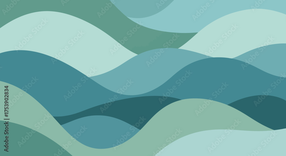 Fototapeta premium Abstract Flowing Teal Wave Layers Calm Background Pattern