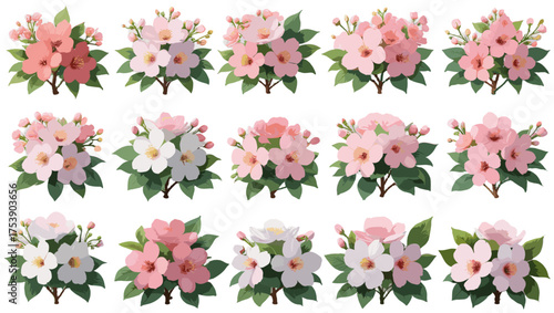 Japanese Sakura Bloom Vector featuring delicate cherry blossom artistry with soft pastel tones, elegant composition, and serene beauty — perfect Flower Illustration Vectors for refined design projects