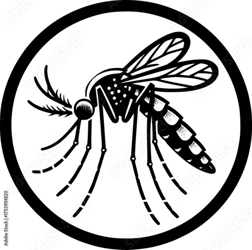 Minimalist black and white mosquito icon with clean lines, no shading, isolated on white.