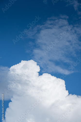 Fresh deep blue sky cloudy background 