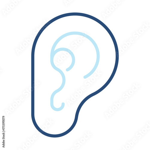 Ear Icon Color Outline Style. Vector Illustration Design