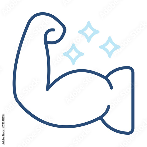 Muscle Icon Color Outline Style. Vector Illustration Design