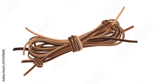 A bunch of brown and tan shoelaces tied together for easy storage and use.