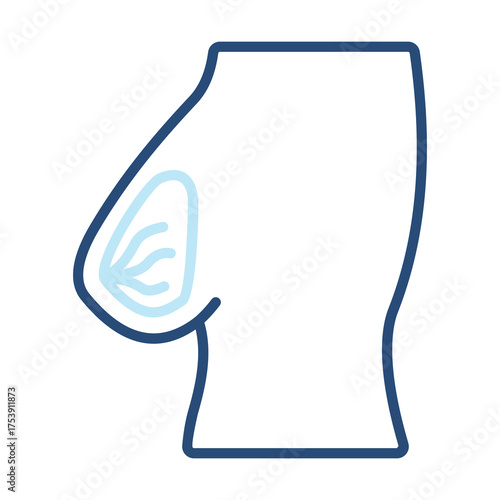 Breast Icon Color Outline Style. Vector Illustration Design