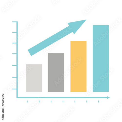 Business growth chart with upward arrow showing positive trend and increasing revenue vector