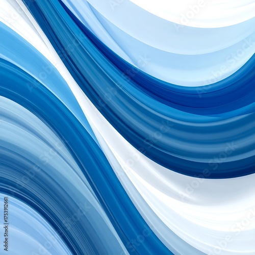 Abstract image of flowing, swirling blue and white ribbons