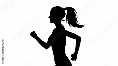 Empowered woman silhouette running towards goals, fitness and healthy lifestyle concept, dynamic and strong, symbolizing determination and energy