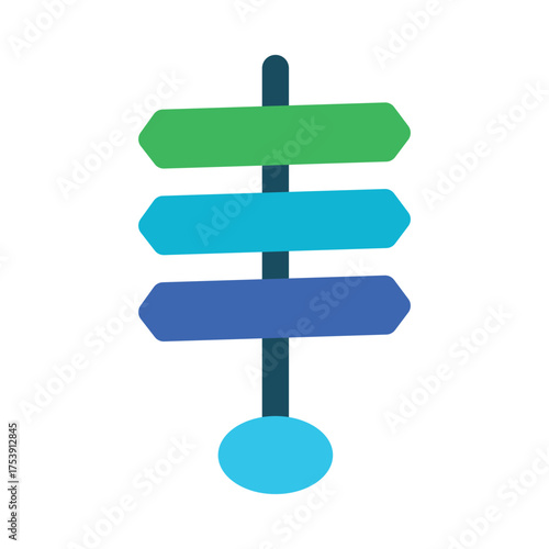 Decision tree signpost with three colorful arrows indicating different business directions vector