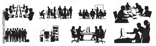 Business People Silhouettes for Office, Teamwork, and Corporate Design.