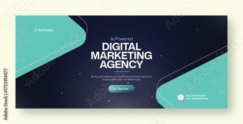AI-Powered Startup Digital Marketing Agency Website Banner and Social Media Facebook Cover