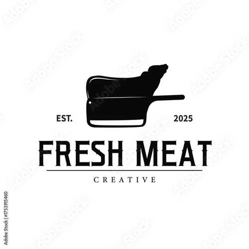 butchery logo meat cutting simple black silhouette meat illustration for template illustration design