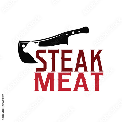 butchery logo meat cutting simple black silhouette meat illustration for template illustration design
