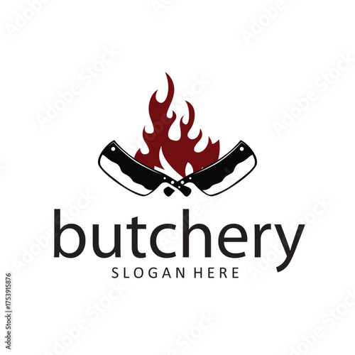 butchery logo meat cutting simple black silhouette meat illustration for template illustration design