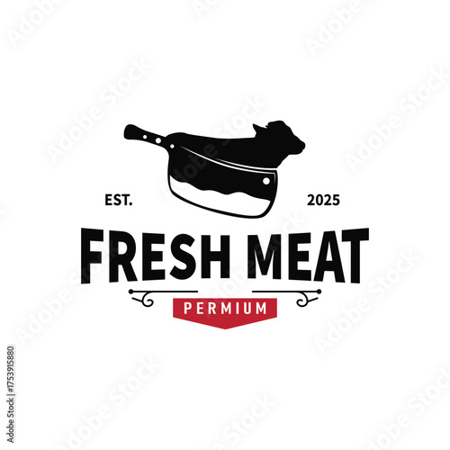 butchery logo meat cutting simple black silhouette meat illustration for template illustration design