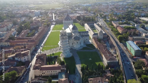 Pisa, Italy - September 05, 2025: the majestic architecture of Pisa’s historical Square of Miracles at sunset
