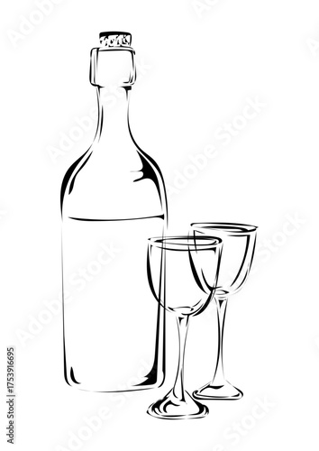 Wein und zwei Gläser
