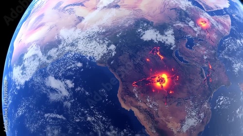 Earth with active volcanoes