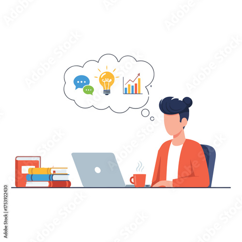 People Using Video Call for Online Learning and Work – Flat Vector Illustration
