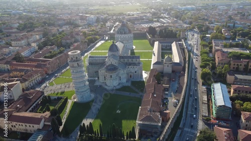 Pisa, Italy - September 05, 2025: the majestic architecture of Pisa’s historical Square of Miracles at sunset