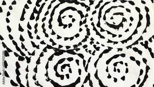 swirling lines drawn with ink and brush, spiral lines drawn with a brush, background material with lace-like patterns, hand-drawn brush painting