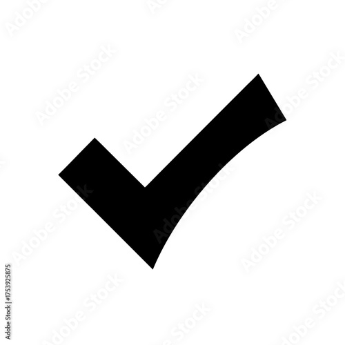 A simple black check mark on white background on transparent background silhouette