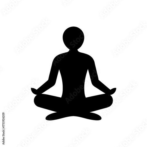 Silhouette of person in lotus position pose on transparent background