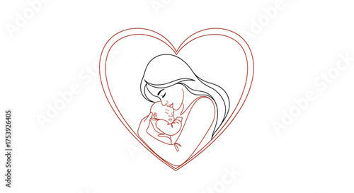 A tender embrace within a loving heart a mother's gentle kiss upon her infant's head.