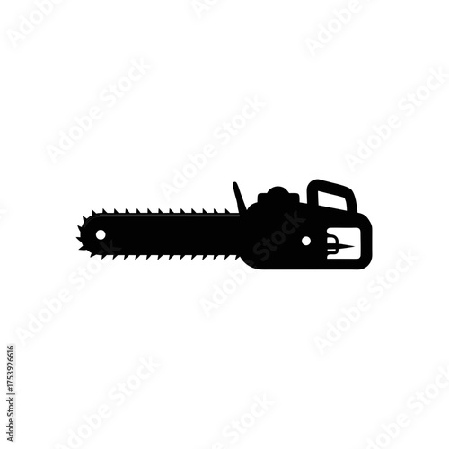 Silhouette of a chainsaw on white background on transparent background