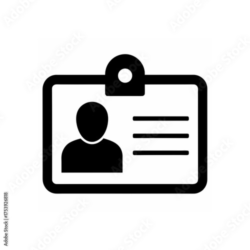 Identification card badge with person icon on transparent background silhouette