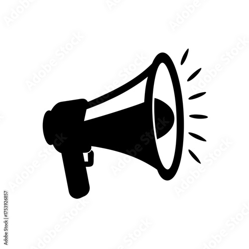 Silhouette of a megaphone with sound waves on transparent background