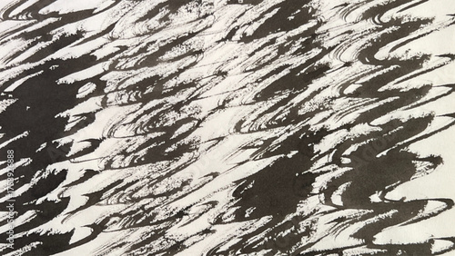 abstract painting drawn with a brush, rough lines drawn with ink and brush, drawing of rough lines painted with a brush