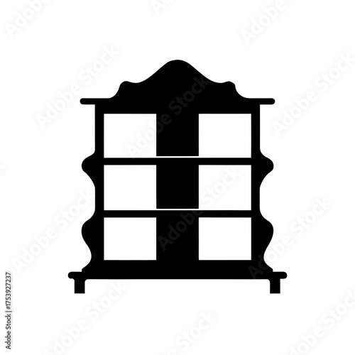 Silhouette of a decorative wall cabinet on transparent background