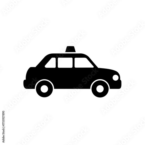 Silhouette illustration of a taxi cab car on transparent background